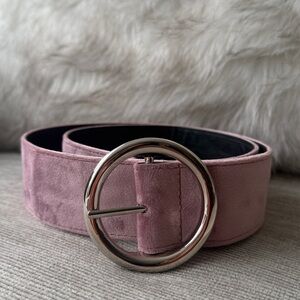 BEBE Velvet Pink Belt with Silver Buckle